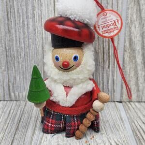 Vintage Steinbach Ornament Scottish Santa Handmade Germany Wood Christmas 4 Inch